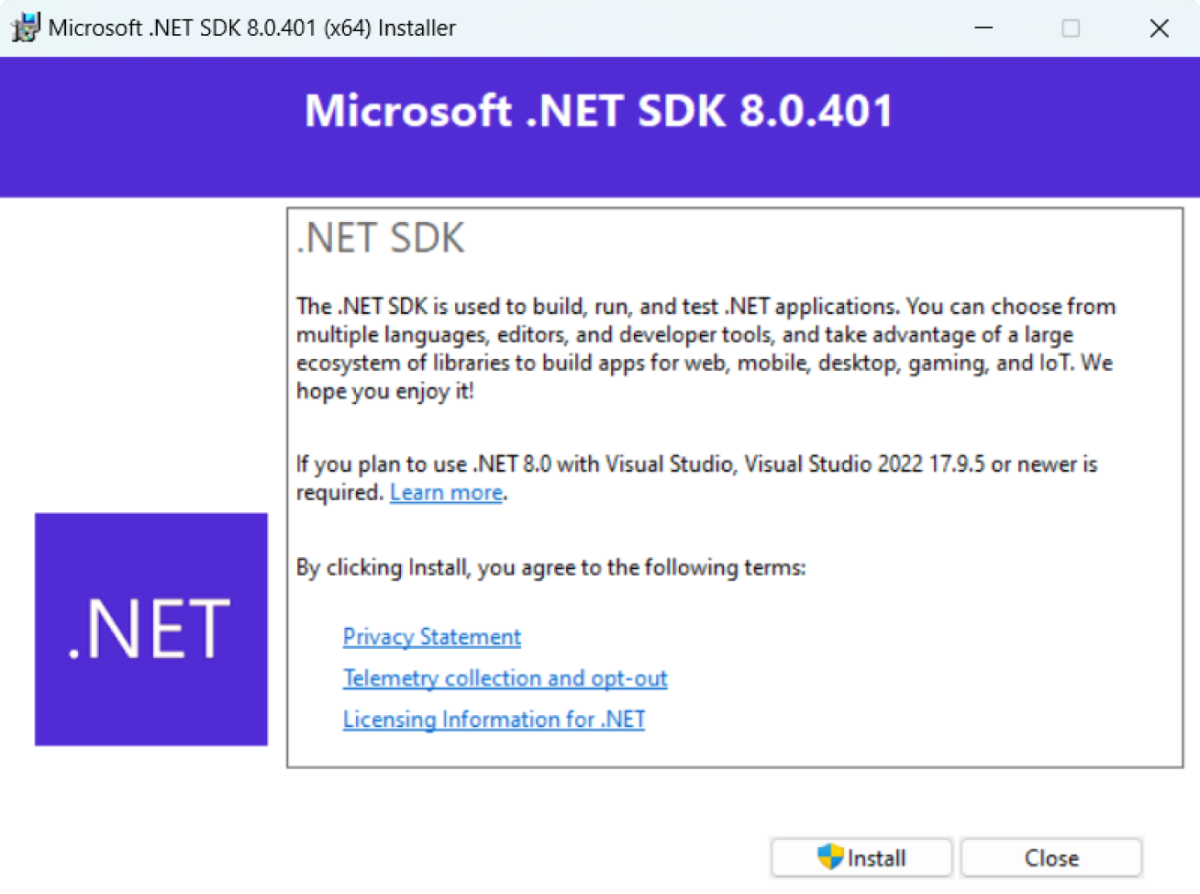 .NET SDK Installer .NET SDK Installer