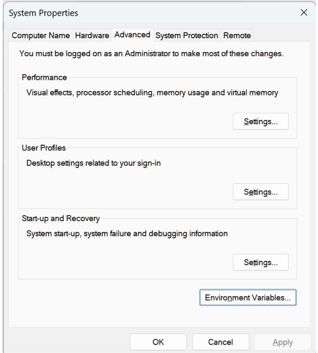 Edit Environment Variables Edit Environment Variables