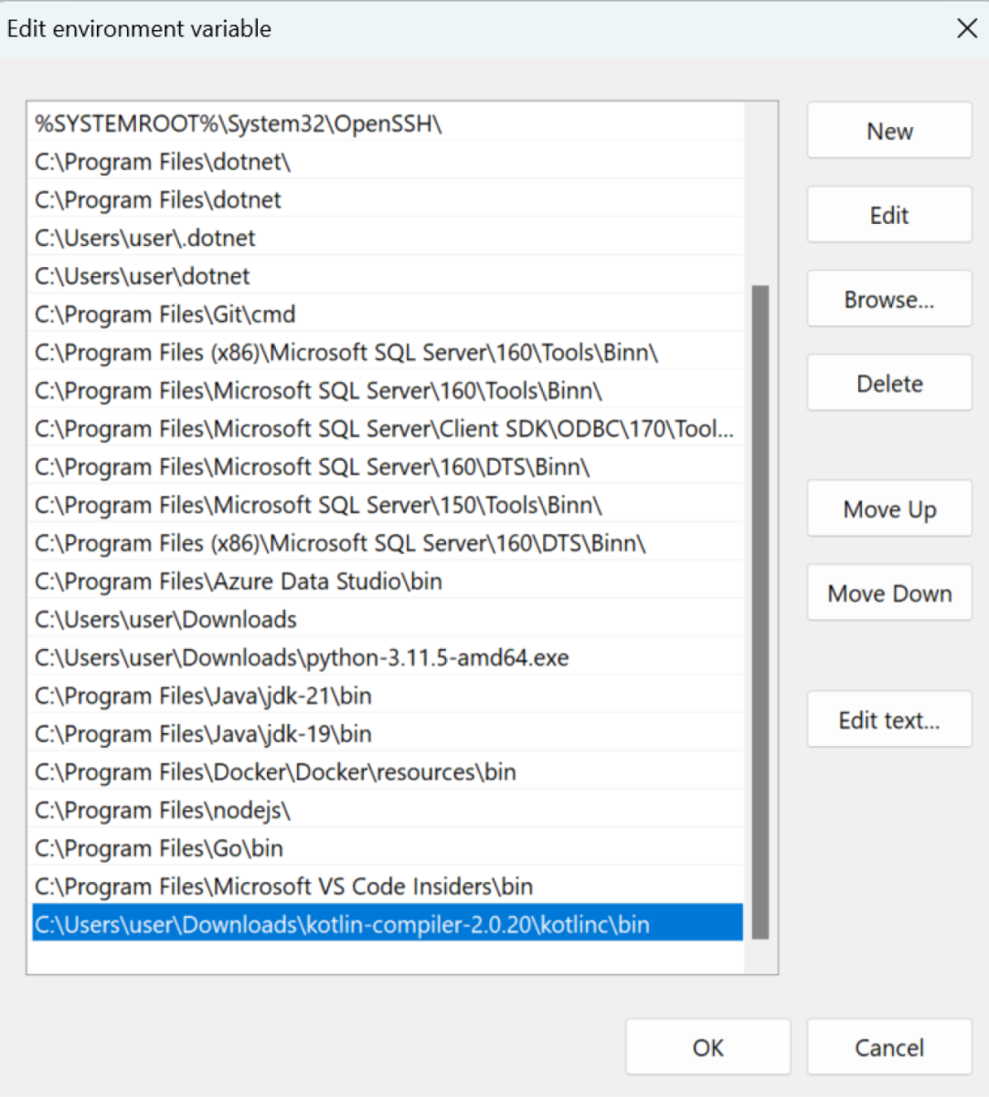 Paste the Path to Kotlin Compiler's bin Folder Paste the Path to Kotlin Compiler's bin Folder