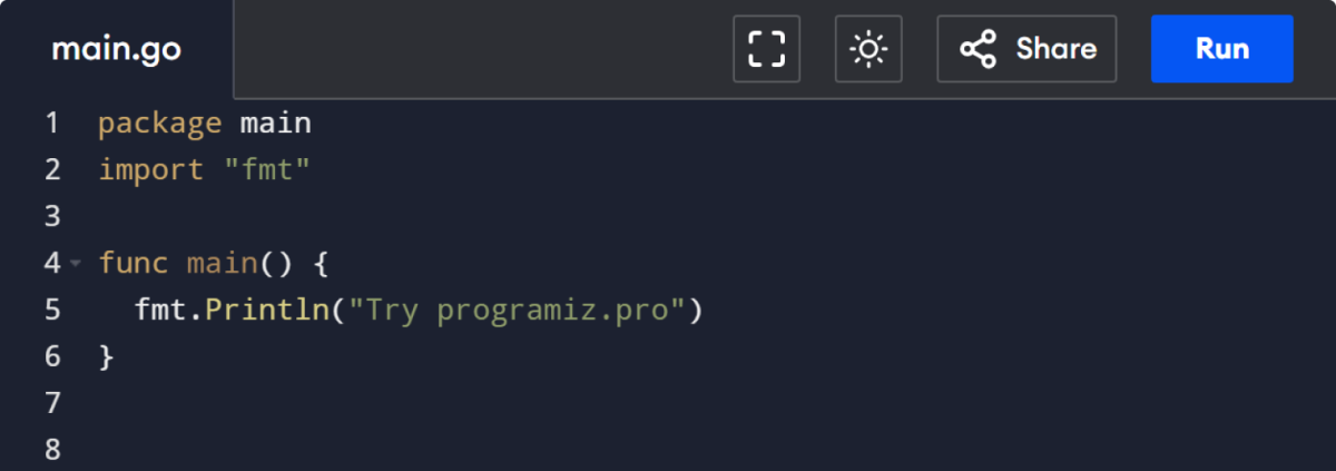Online Go Compiler Online Go Compiler