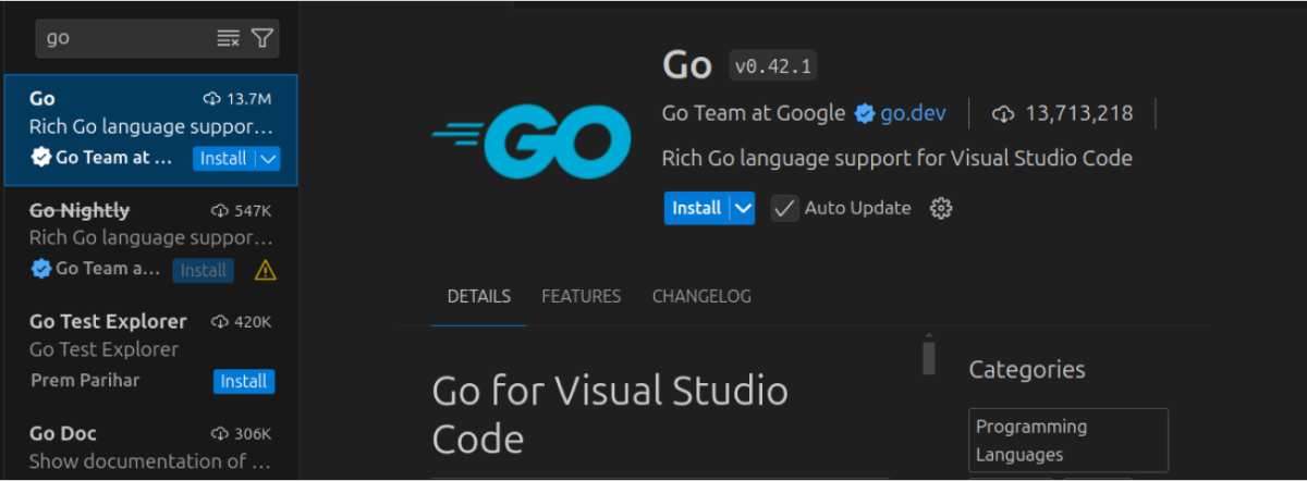 Install Go Extension in VS code for Ubuntu Install Go Extension in VS code for Ubuntu