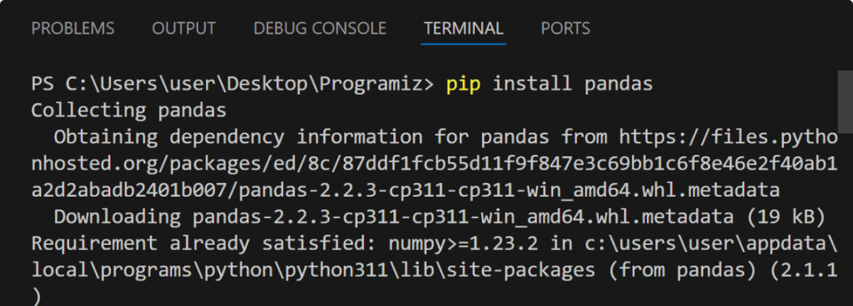 Pandas Installation Process Pandas Installation Process